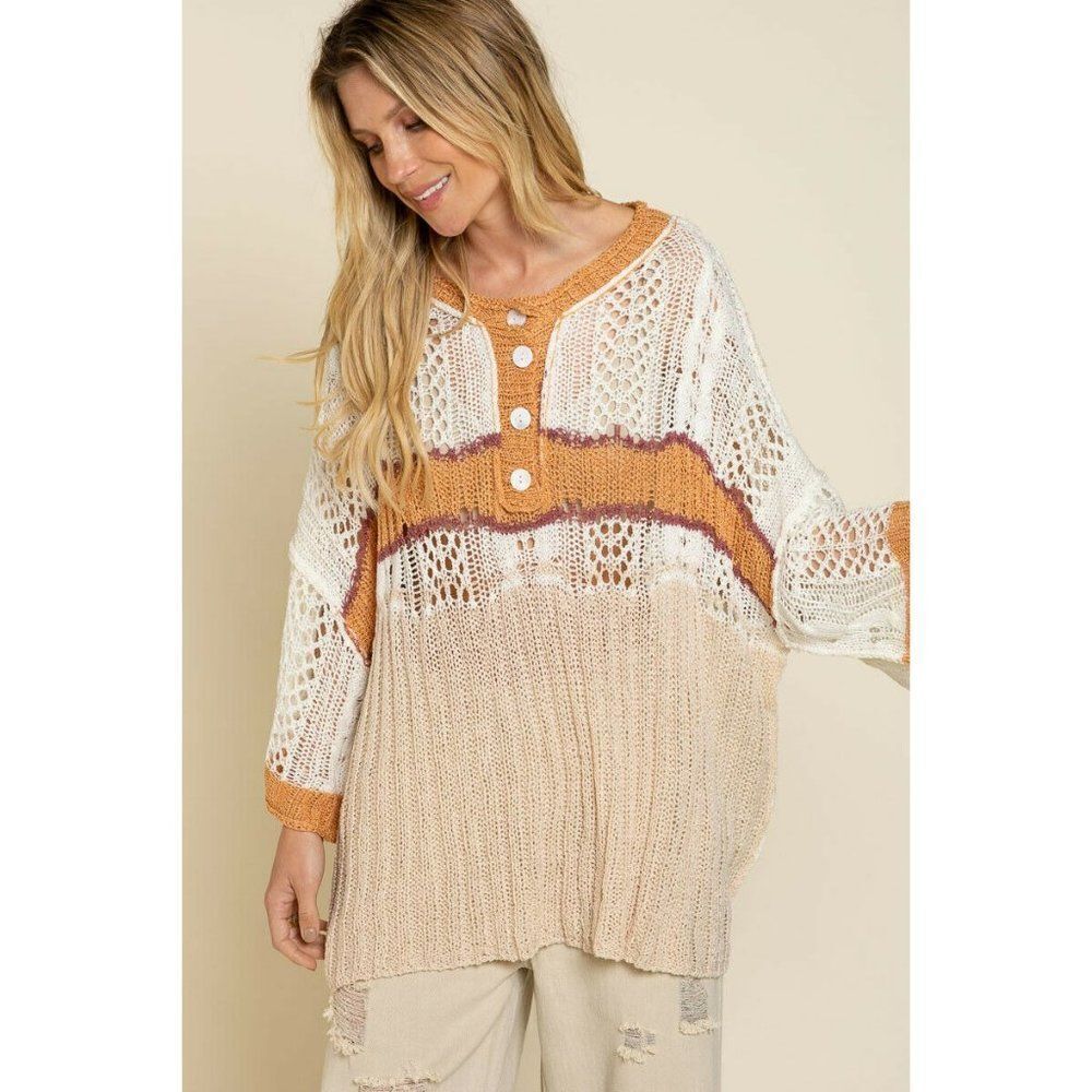SALE! POL Regular Cream Knit Sweater Beach Coverup Cardigan Spring Summer